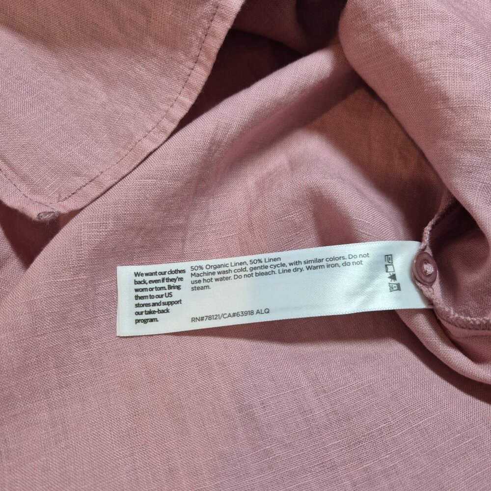 Eileen Fisher Women's Shirt Size Classic Long Sleeve Button Up Pink Pale (60) - Picture 12 of 12